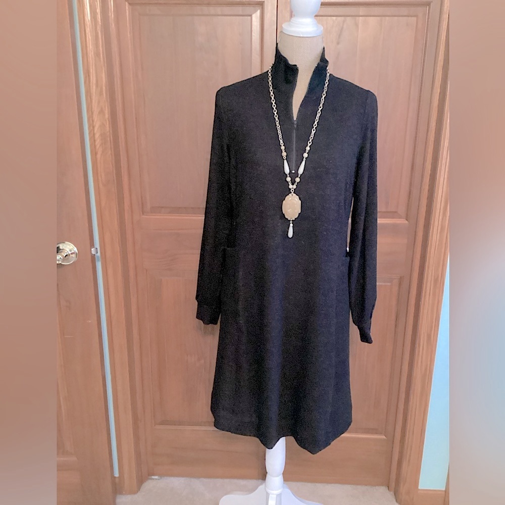 CAbi Cuddle Dress - Maroon and Black Knit, Size S